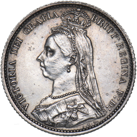 1887 Sixpence (R Over V) - Victoria British Silver Coin - Nice