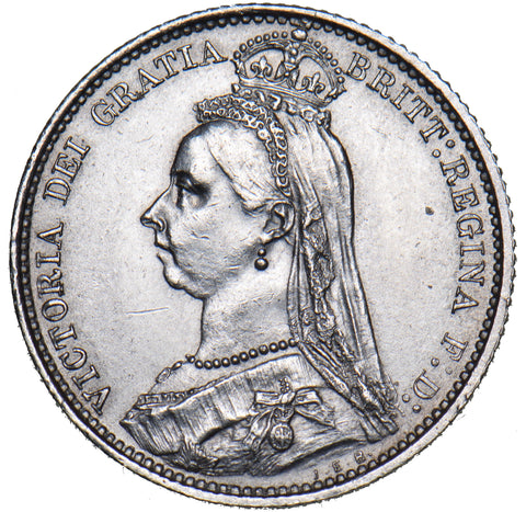1887 Sixpence (R Over I) - Victoria British Silver Coin - Very Nice