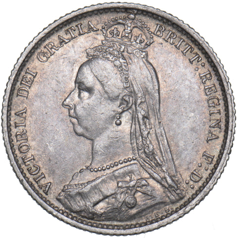 1887 Sixpence - Victoria British Silver Coin - Nice
