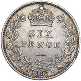 1887 Sixpence - Victoria British Silver Coin - Nice