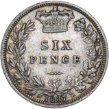 1887 Sixpence (Young Head ) - Victoria British Silver Coin - Nice