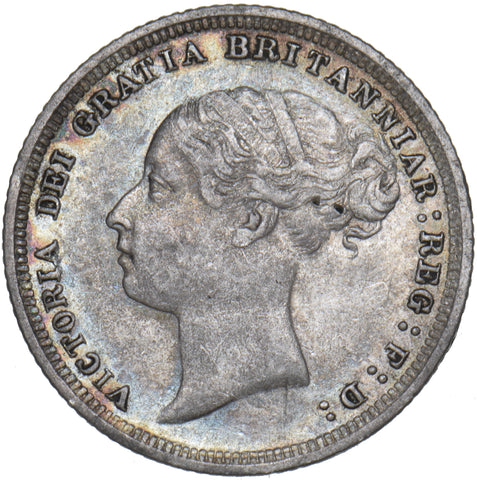 1887 Sixpence (Young Head ) - Victoria British Silver Coin - Nice