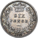 1887 Sixpence (Young Head ) - Victoria British Silver Coin - Nice