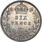 1887 Sixpence - Victoria British Silver Coin - Very Nice