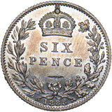 1888 Sixpence - Victoria British Silver Coin - Very Nice
