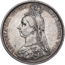 1888 Sixpence - Victoria British Silver Coin - Nice