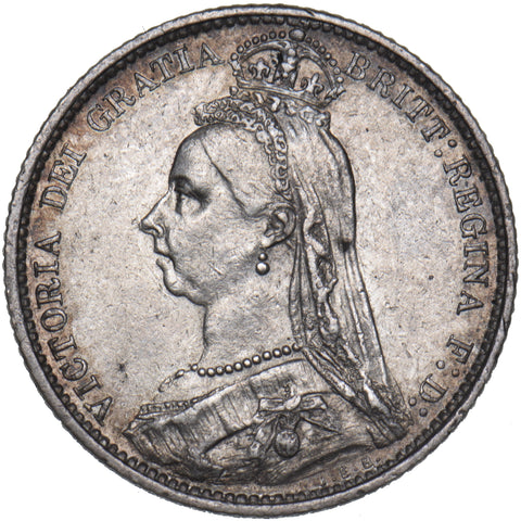 1888 Sixpence - Victoria British Silver Coin - Nice