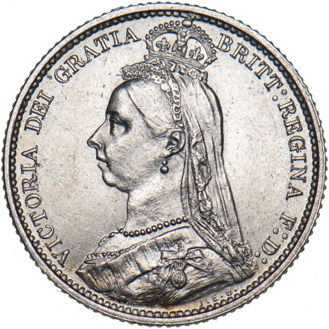 1889 Sixpence - Victoria British Silver Coin - Very Nice