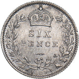 1889 Sixpence - Victoria British Silver Coin - Very Nice