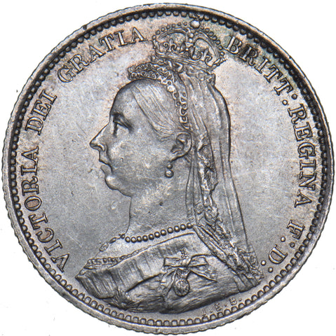 1890 Sixpence - Victoria British Silver Coin - Superb