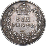 1890 Sixpence - Victoria British Silver Coin