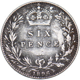 1896 Sixpence - Victoria British Silver Coin