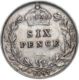 1897 Sixpence - Victoria British Silver Coin - Nice