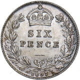 1897 Sixpence - Victoria British Silver Coin - Nice