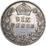 1899 Sixpence - Victoria British Silver Coin - Nice