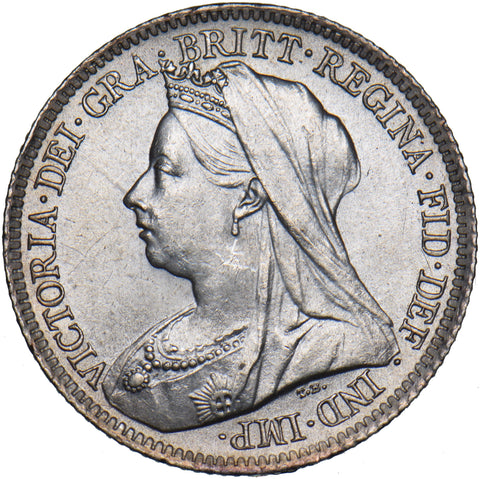1900 Sixpence - Victoria British Silver Coin - Superb