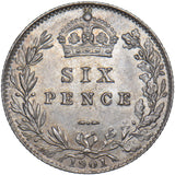 1901 Sixpence - Victoria British Silver Coin - Very Nice