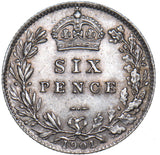 1901 Sixpence - Victoria British Silver Coin - Very Nice