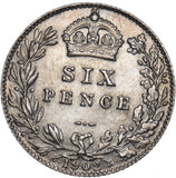 1902 Sixpence - Edward VII British Silver Coin - Very Nice
