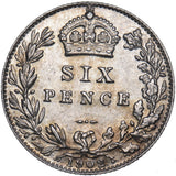1902 Sixpence - Edward VII British Silver Coin - Very Nice