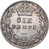 1906 Sixpence - Edward VII British Silver Coin - Nice