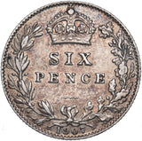 1907 Sixpence - Edward VII British Silver Coin - Nice