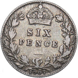 1907 Sixpence - Edward VII British Silver Coin