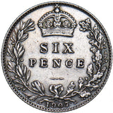 1907 Sixpence - Edward VII British Silver Coin