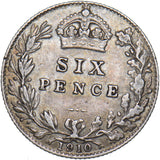 1910 Sixpence - Edward VII British Silver Coin - Nice