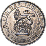 1911 Sixpence - George V British Silver Coin - Very Nice