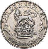 1912 Sixpence - George V British Silver Coin - Nice