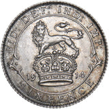 1914 Sixpence - George V British Silver Coin - Very Nice