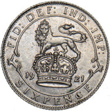 1921 Sixpence - George V British Silver Coin - Very Nice