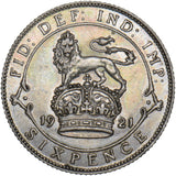 1921 Sixpence - George V British Silver Coin - Very Nice