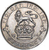 1924 Sixpence - George V British Silver Coin - Very Nice