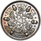 1927 Proof Sixpence - George V British Silver Coin - Superb