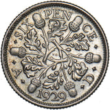 1929 Sixpence - George V British Silver Coin - Very Nice
