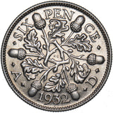 1932 Sixpence - George V British Silver Coin - Very Nice