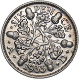 1933 Sixpence - George V British Silver Coin - Very Nice