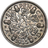1935 Sixpence - George V British Silver Coin - Very Nice