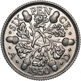 1930 Sixpence - George V British Silver Coin - Very Nice