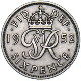 1952 Sixpence - George VI British  Coin - Nice
