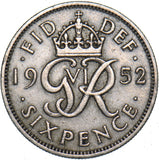 1952 Sixpence - George VI British  Coin - Nice