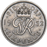 1952 Sixpence - George VI British  Coin - Nice