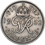 1952 Sixpence - George VI British  Coin - Nice