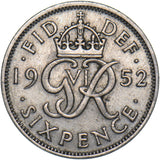 1952 Sixpence - George VI British  Coin - Nice