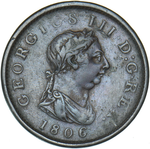 1806 Penny - George III British Copper Coin - Nice