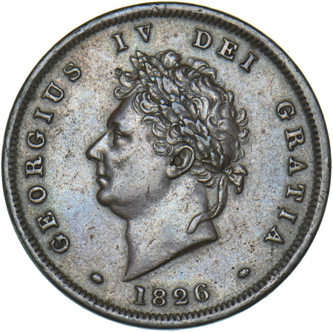 1826 Penny - George IV British Copper Coin - Very Nice
