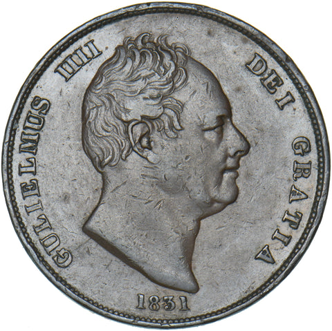 1831 Penny (Rev. Grafitti) - William IV British Copper Coin