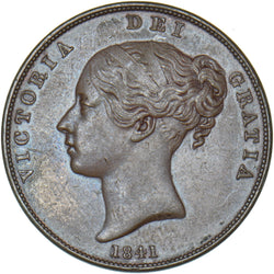 1841 Penny - Victoria British Copper Coin - Very Nice